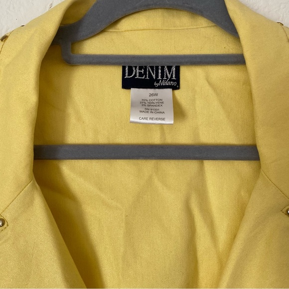 Denim by Milano yellow denim like studded western jacket size 20W - Picture 2 of 4